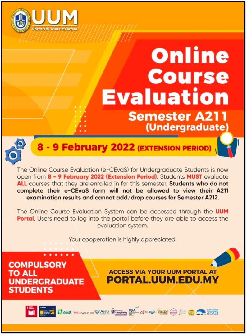 Online Course Evaluation Semester A211 (Undergraduate)